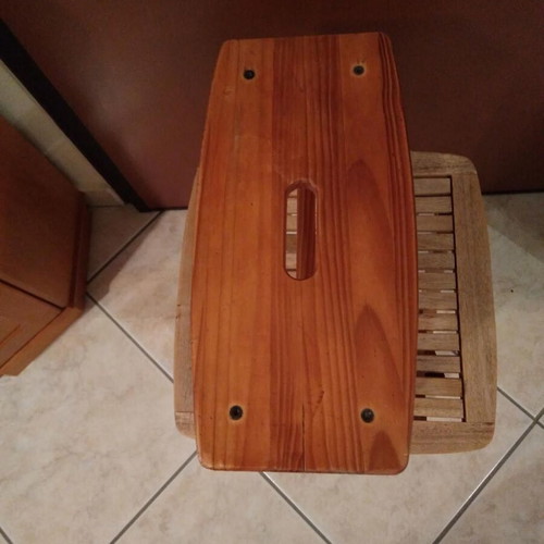 Wooden kitchen stool used, brown Ordex