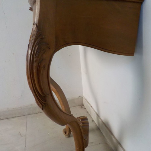 Entrance furniture with oval mirror, handmade, solid cherry wood