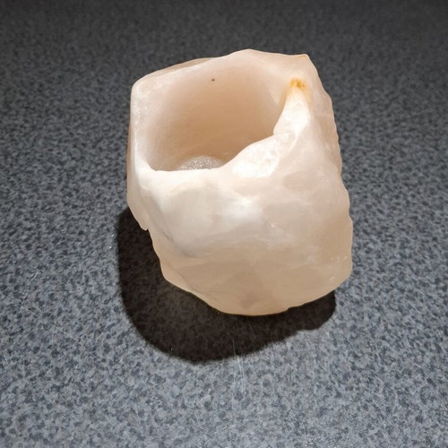 Handmade Himalayan Salt Candle Holder like new, natural pink-peach
