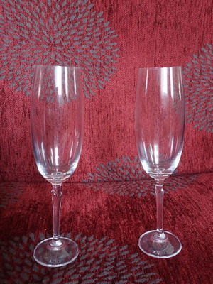 Crystal Champagne Glasses set of two, new, modern design