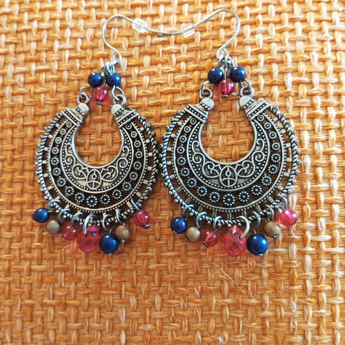 Boho handmade lightweight earrings with stainless steel and colorful beads