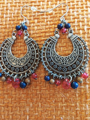 Boho χειροποίητα ελαφριά σκουλαρίκια από ανοξείδωτο ατσάλι και πολύχρωμες χάντρες