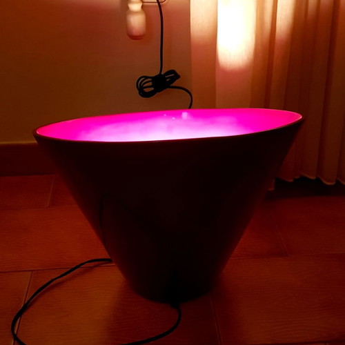 Floor lamp used, modern design, red with dimmer