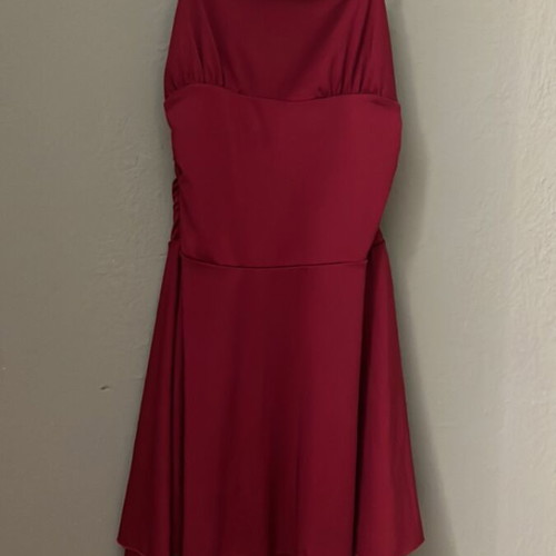 Dress short burgundy with side gathers and inner lining like new