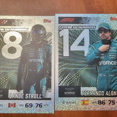F1 2026 Turbo Attax Aston Martin Power in Numbers Alonso and Stroll cards lot
