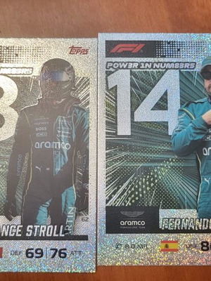 F1 2026 Turbo Attax Aston Martin Power in Numbers Alonso and Stroll cards lot