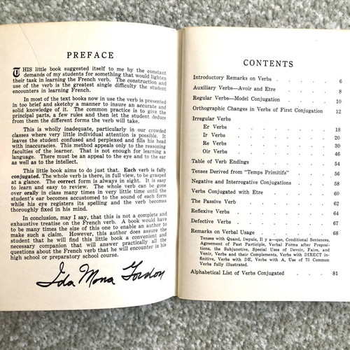 French Verbs at a Glance vintage language book by Ida Mona Gordon