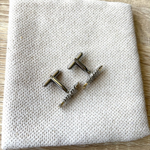 Cufflinks fishbone design silver and gold like new