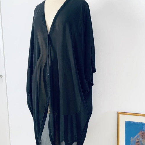 ICHI Black Transparent Shirt One Size New