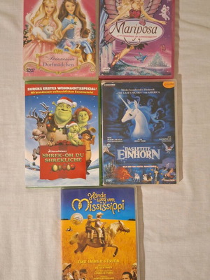 Children's DVDs genuine in German language, like new, pack of 5