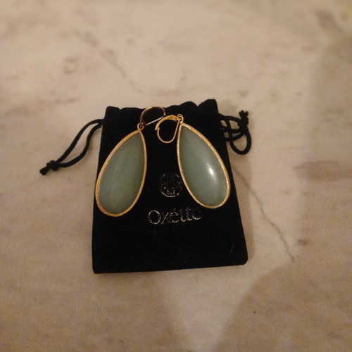 Oxette silver 925 earrings gold plated with turquoise crystal like new