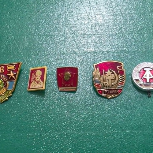 Set of 5 Soviet-era lapel pins from former socialist countries