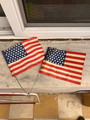 Paper flags used from Eisenhower's visit, set of 2