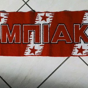 Olympiacos fan scarf used, vintage knitted style