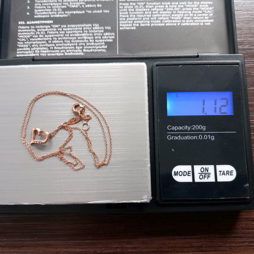 Heart necklace in 9K rose gold with 3 stones, like new