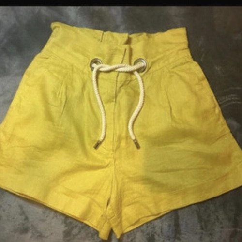 Linen high-waisted shorts Mango xsmall like new, yellow