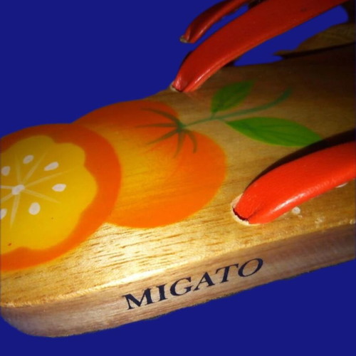 Migato flip flops size 36 new, orange with wooden painted sole and sequins