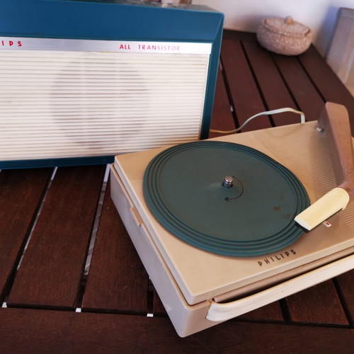 Philips vintage miniature turntable used, 60's design