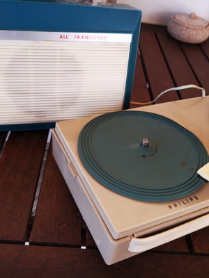 Philips vintage miniature turntable used, 60's design