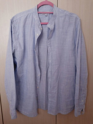 Men's summer cotton shirt with Mao collar, size Large, like new