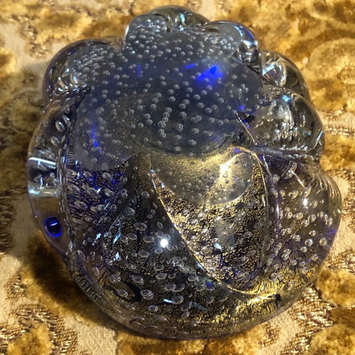 Authentic vintage Italian blue Murano ashtray 1960s like new