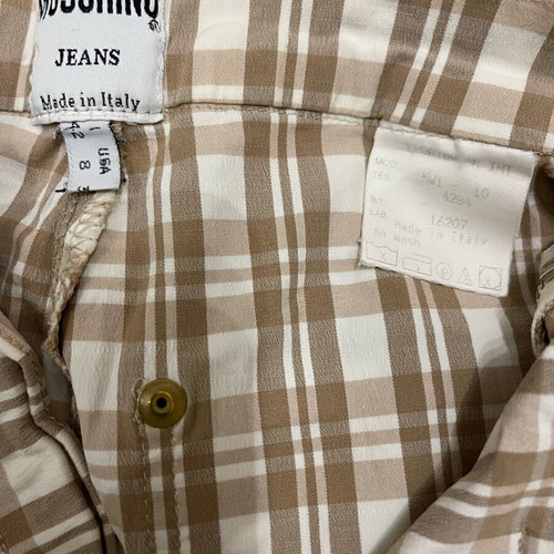 Moschino Capri High-Waisted Cotton Pants like new, checked white and brown