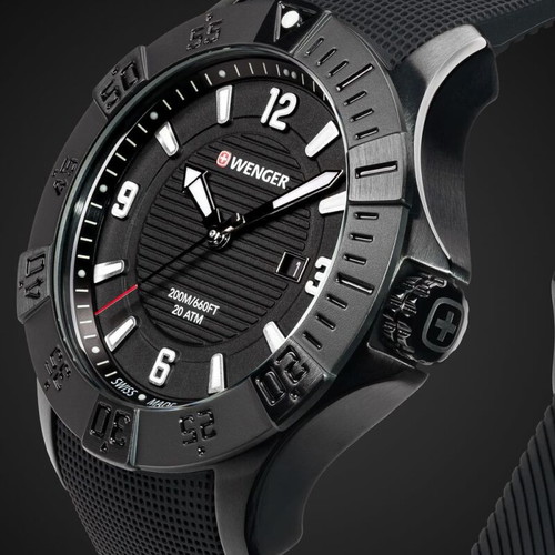 Wenger Seaforce 01.0641.134 43mm Ανδρικό Ρολόι Καινούργιο Μαύρο