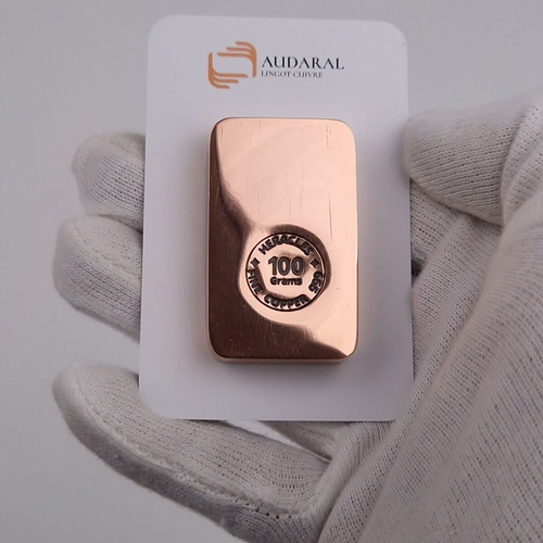 Investment copper bar 999 pure 100 g with certificate new