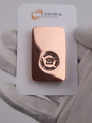 Investment copper bar 999 pure 100 g with certificate new