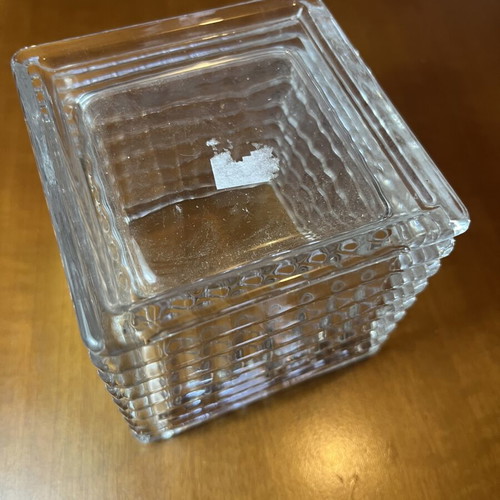 Vintage Τετράγωνο Κρυστάλλινο Βάζο Μπολ 1980s heavy cut glass σαν καινούργιο