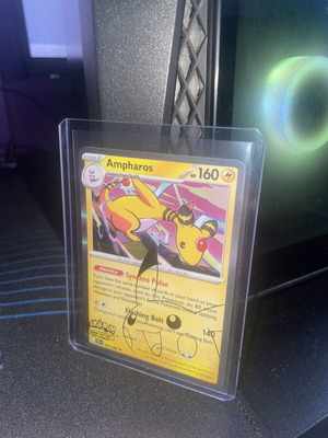 Ampharos Pokemon Card new condition in sleeve and top loader