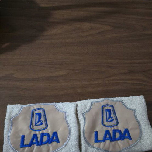 Towel set with embroidered LADA logo, like new, 2 pieces vintage
