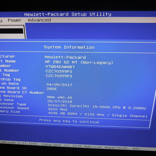 HP 280 G2 MT Core i5-6500 3.2GHz used, 256GB SSD, 4GB RAM, Windows 10 Pro