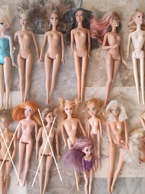 Κούκλες Barbie μεταχειρισμένες, πακέτο 15 με φθορές και ανταλλακτικά