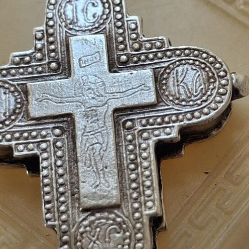 Silver Christian amulet pendant, Greek made, vintage