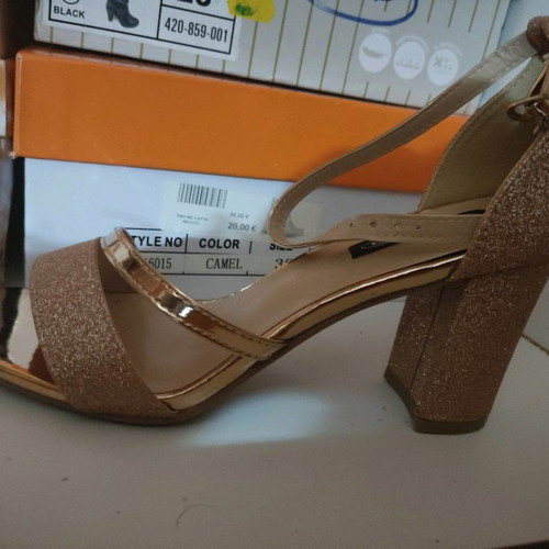 Pink gold sandals new, size 38, 8 cm heel