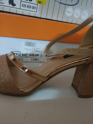 Pink gold sandals new, size 38, 8 cm heel