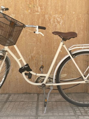City bicycle used, white, needs inner tube replacement