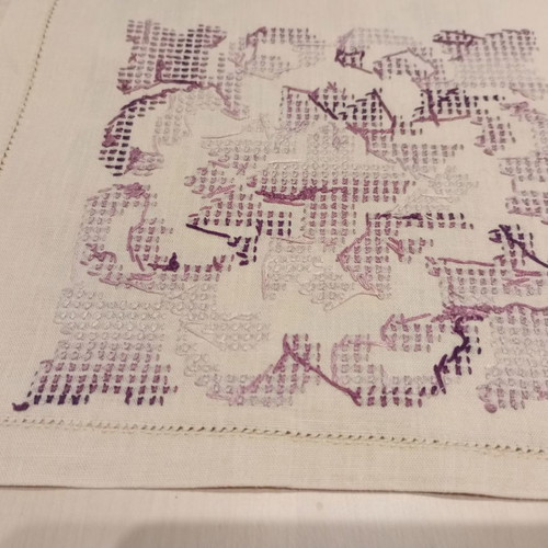 Embroidery set of 3 handmade cross-stitch and ajour pieces