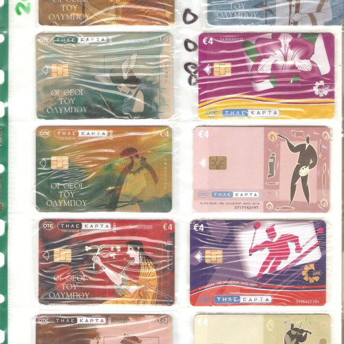 Collection of used 2307 phone cards with holders
