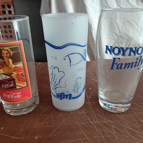 Set of three glasses used