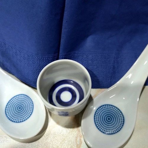 Japanese Sake Cup and 2 Soup Spoons new