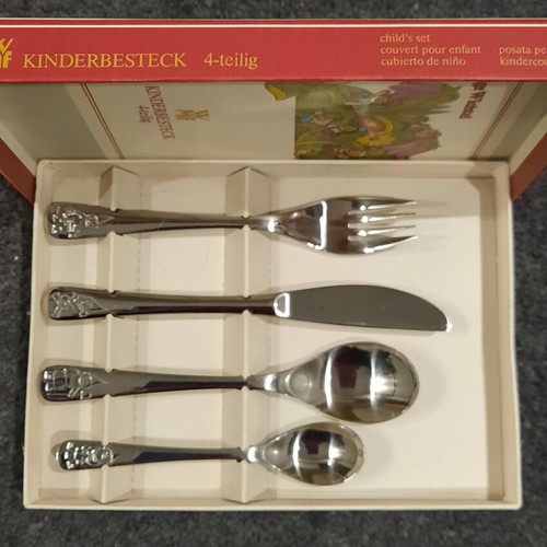 WMF Set of 4 Children's Cutlery Unused with Funny Elves Theme