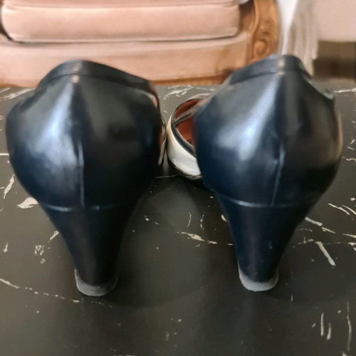Celine vintage two-tone leather slingback shoes used, size 38