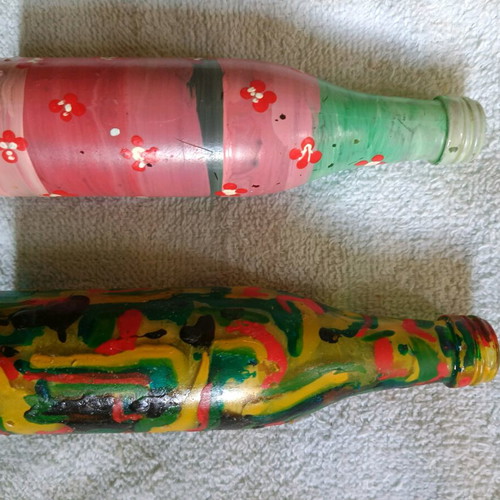 Decorative bottles like new, pack of 12 hand-painted