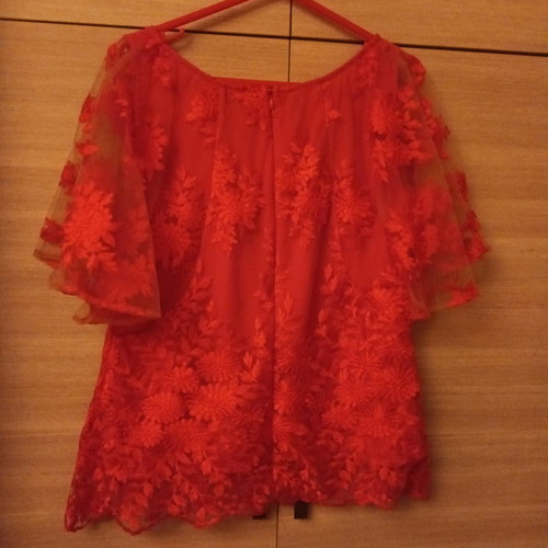 Abiye set new No50 coral with fitted skirt and embroidered blouse