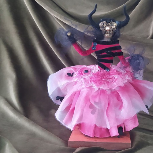 Handmade decorative doll Impala on wooden base new