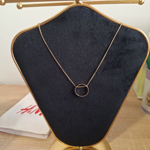H&M Minimalist Gold Tone Open Circle Necklace new
