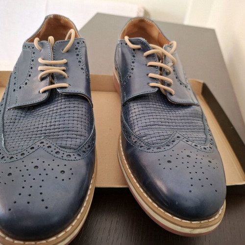 Raymont men's leather shoes like new, blue with beige laces