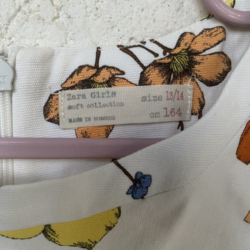 Zara dress like new, white with colorful floral print, size 164 cm